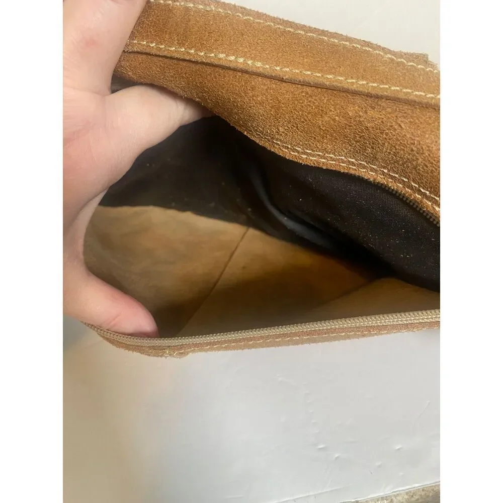 David King Boston Genuine Leather Messenger Bag – Tan Suede – Adjustable Strap
